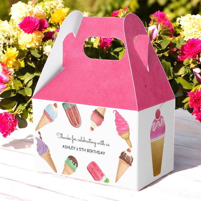 Ice Cream Pink Blue Brown Food Popsicle Favour Box (Creator Uploaded)