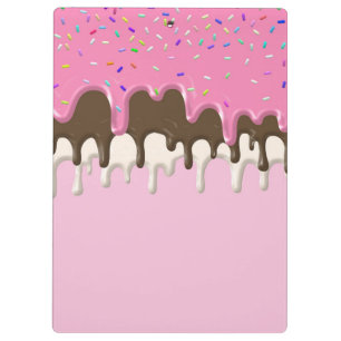 Ice cream pink frosting candy sprinkles icing clipboard