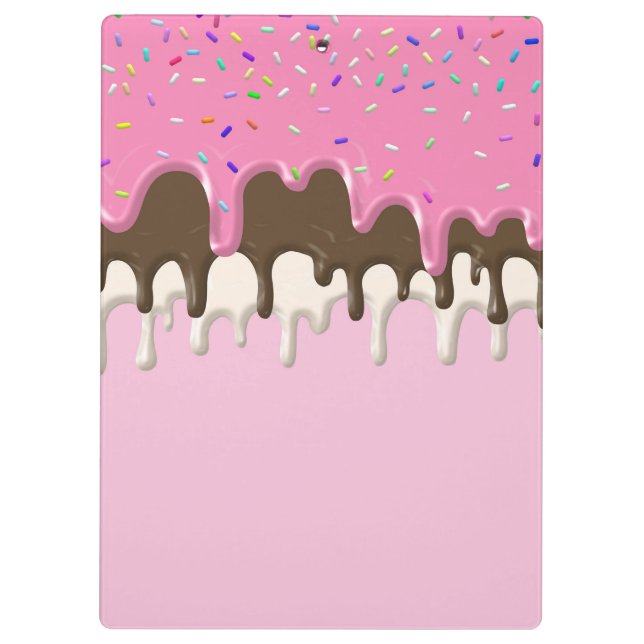 Ice cream pink frosting candy sprinkles icing clipboard (Back)