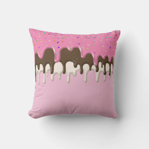 Ice cream pink frosting candy sprinkles icing cushion