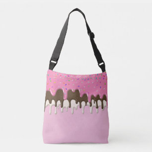 Ice cream pink frosting sprinkles drip crossbody bag