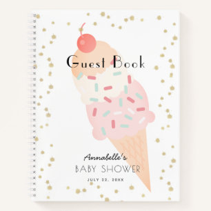 Ice Cream Pink Girl Baby Shower Guest Book