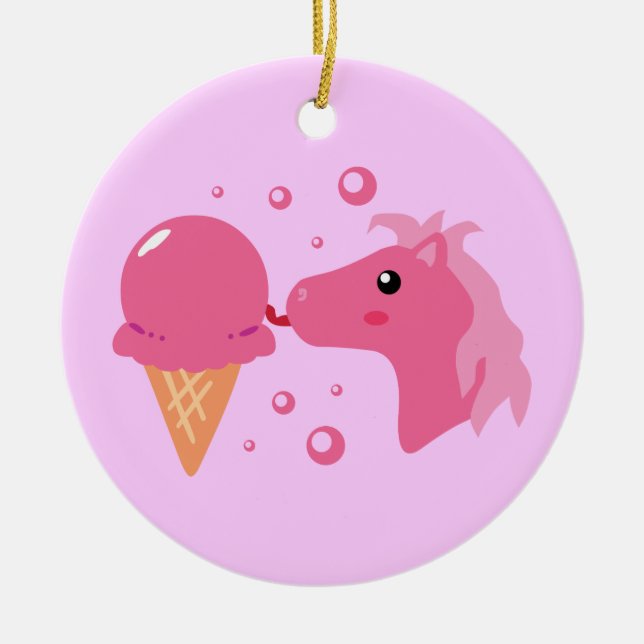 Ice Cream Pony Ceramic Tree Decoration (Front)