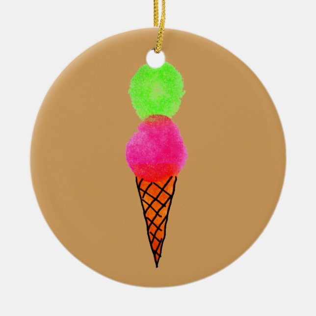 Ice cream pop art ceramic tree decoration (Front)