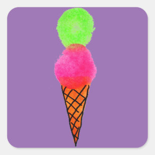 Ice cream pop art square sticker