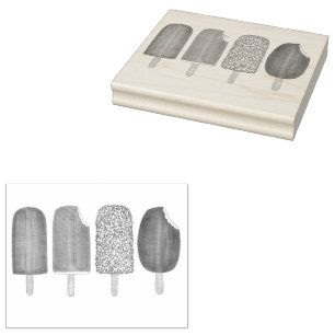 Ice Cream Pops Bars Popsicle Creamsicle Fudge Rubber Stamp