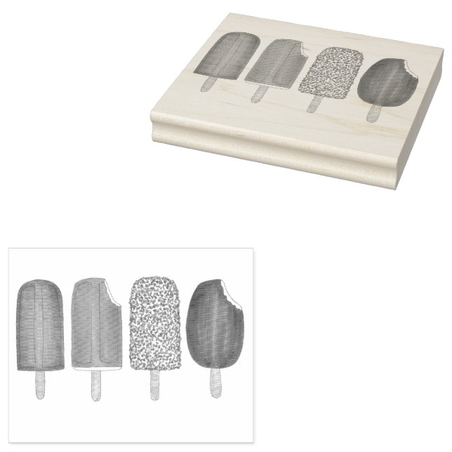 Ice Cream Pops Bars Popsicle Creamsicle Fudge Rubber Stamp (Stamped)