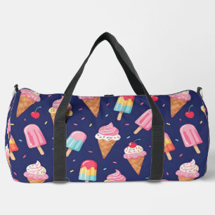 Ice cream, popsicles and cherries pattern duffle bag