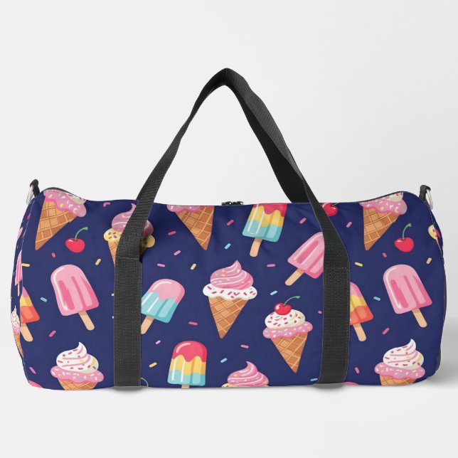 Ice cream, popsicles and cherries pattern duffle bag (Front)