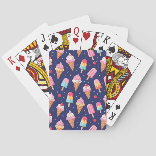 Ice cream, popsicles and cherries pattern playing cards (Back)