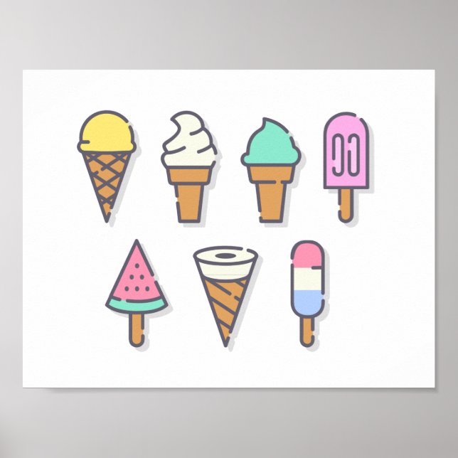 Ice-cream Poster - pick your own background colour (Front)