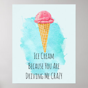 Ice Cream Pun Funny Joke Humour Poster