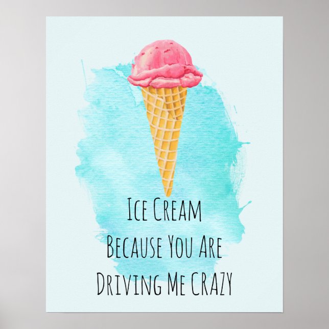 Ice Cream Pun Funny Joke Humour Poster (Front)