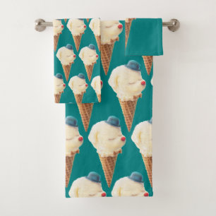 Ice Cream Puppy Pattern Bath Towel Set