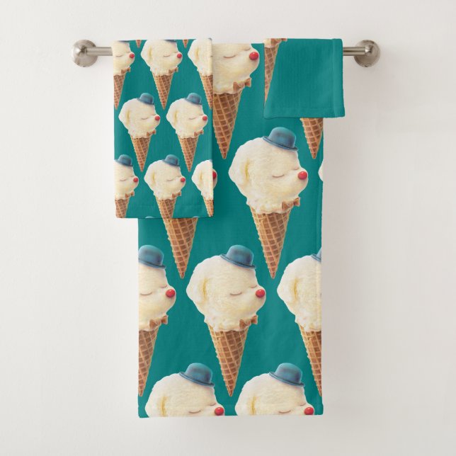 Ice Cream Puppy Pattern Bath Towel Set (Insitu)