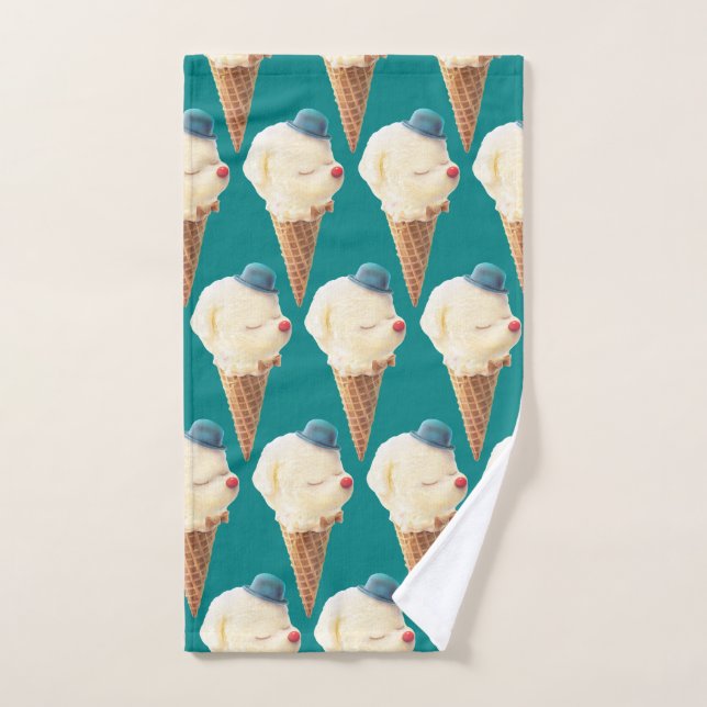 Ice Cream Puppy Pattern Hand Towel (Hand Towel)