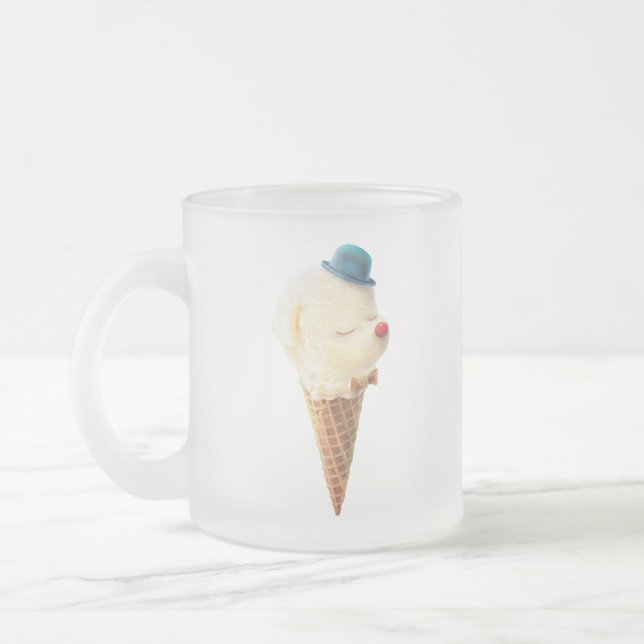 Ice Cream Puppy – Sweet & Chill Frosted Glass Coffee Mug (Left)