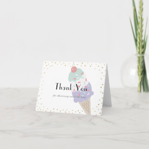 Ice Cream Purple Baby Shower Thank You Card