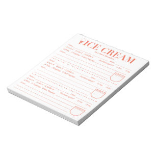Ice Cream Rating Sheets, Ice Cream Tracking Sheet Notepad