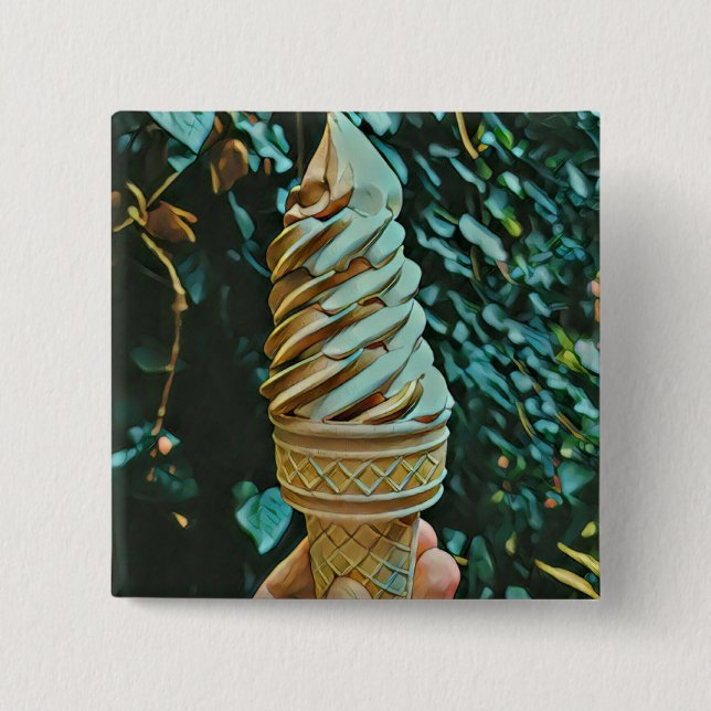Ice cream recipe 15 cm square badge (Front)