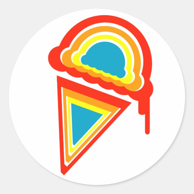 ice cream retro dripz classic round sticker (Front)