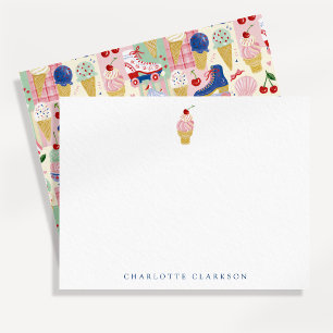 Ice Cream Roller Skate Kids Note Card