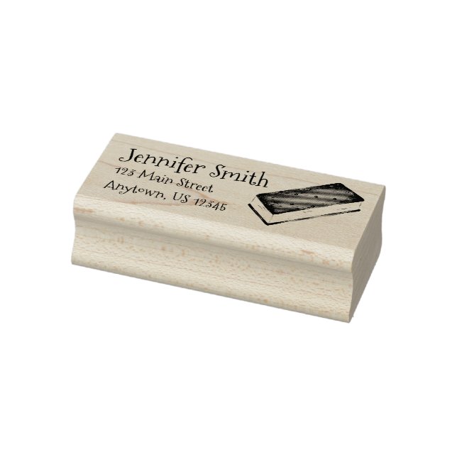 Ice Cream Sandwich Foodie Personalised Address Rubber Stamp (Stamp)