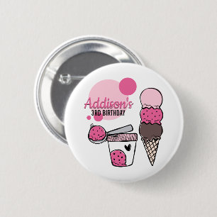Ice Cream Scoop Birthday Party Button