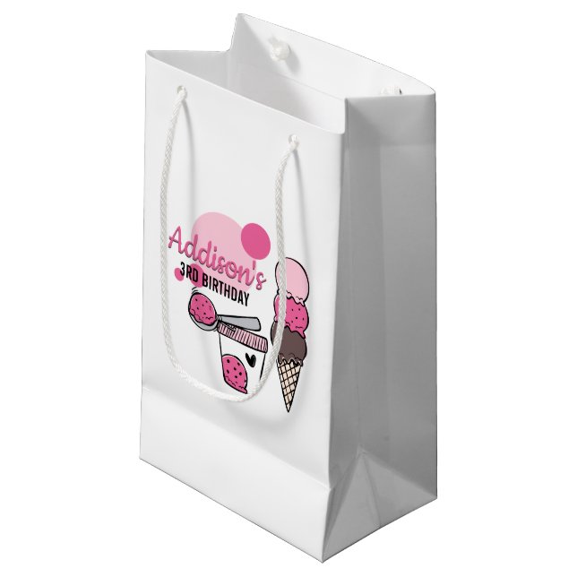 Ice Cream Scoop Birthday Party Gift Bag (Front Angled)