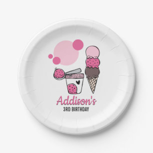 Ice Cream Scoop Birthday Party Paper Plate