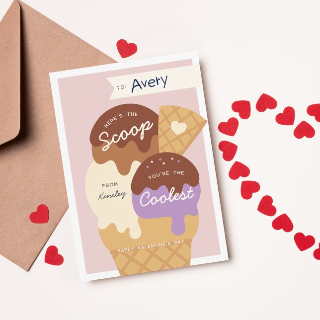 Ice Cream Scoop Classroom Valentine's Day Card (Creator Uploaded)