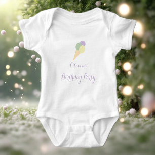 Ice Cream Scoop colourful pastel birthday party Baby Bodysuit