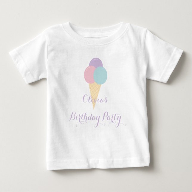 Ice Cream Scoop colourful pastel birthday party Baby T-Shirt (Front)