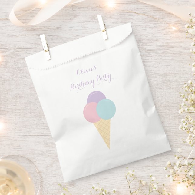 Ice Cream Scoop Pastel colourful birthday party Favour Bags (Clipped)