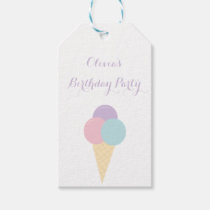 Ice Cream Scoop Pastel colourful birthday party Gift Tags