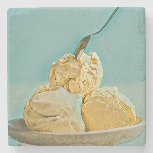 Ice cream scoop stone coaster (Front)