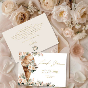Ice Cream Scooped Up Floral Boho Bridal Shower Thank You Card