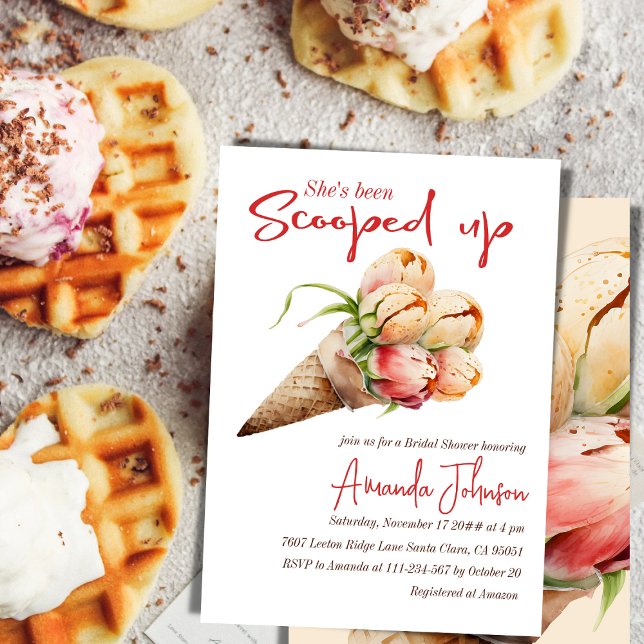 Ice Cream Scooped Up Floral Bridal Shower Invitation (Creator Uploaded)