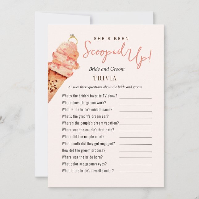 Ice Cream Scooped up Trivia Shower games Invitation (Front)