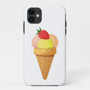 Ice cream scoops and strawberry in waffle cone Case-Mate iPhone case