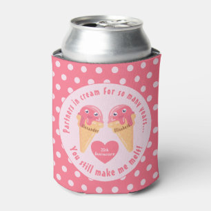 Ice Cream Scoops Cute Romantic Valentine's Day Can Cooler