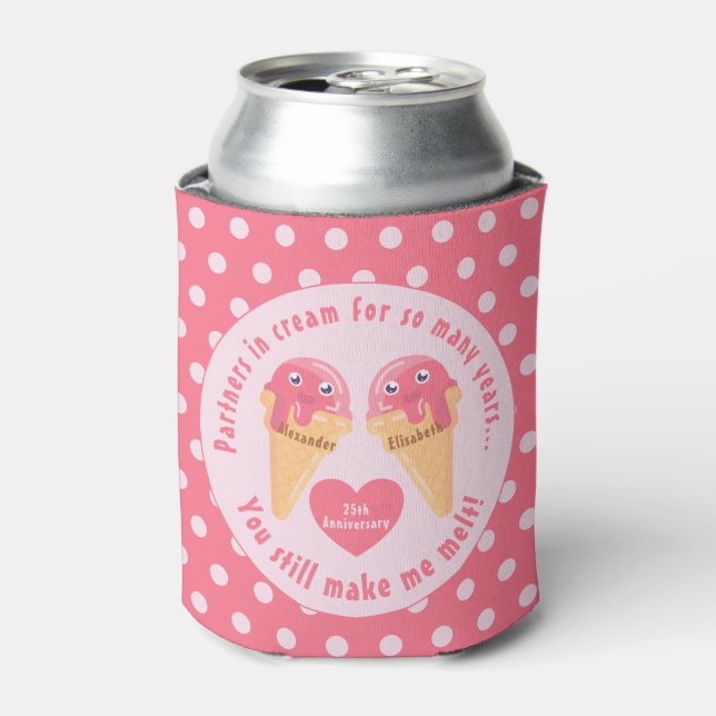 Ice Cream Scoops Cute Romantic Valentine's Day Can Cooler (Can Front)