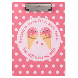 Ice Cream Scoops Cute Romantic Valentine's Day Clipboard