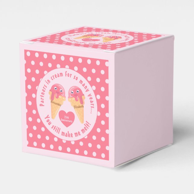 Ice Cream Scoops Cute Romantic Valentine's Day Favour Box (Front Side)