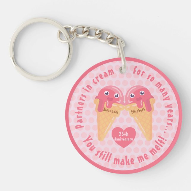 Ice Cream Scoops Cute Romantic Valentine's Day Key Ring (Front)