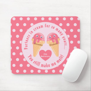 Ice Cream Scoops Cute Romantic Valentine's Day Mouse Pad