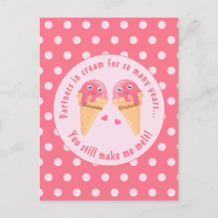 Ice Cream Scoops Cute Romantic Valentine's Day Postcard