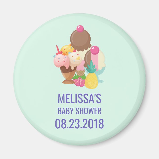 Ice Cream Scoops with Sprinkles Baby Shower Magnet (Front)