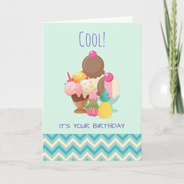 Ice Cream Scoops with Sprinkles Birthday Card (Front)