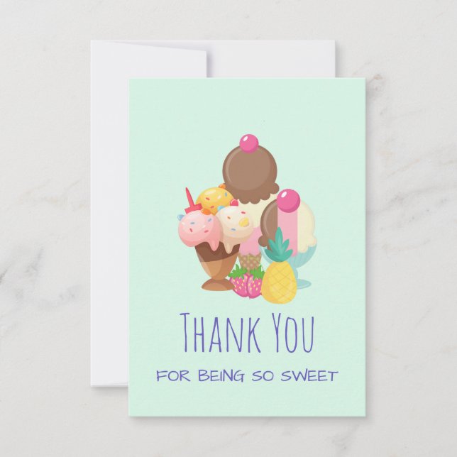 Ice Cream Scoops with Sprinkles Thank You Card (Front)
